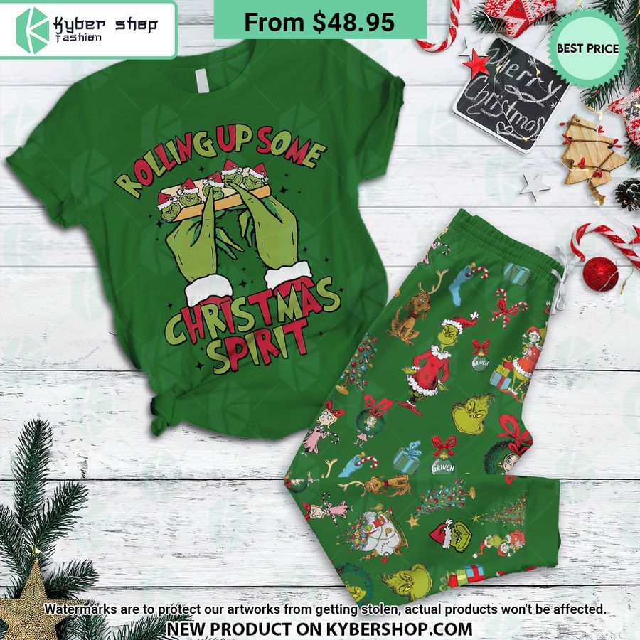 Rolling Up Some Christmas Spirit Grinch Pajamas Set