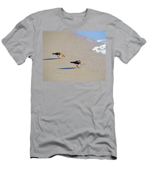 Ruddy Turnstones On Beach With Waves In Fl T-Shirt