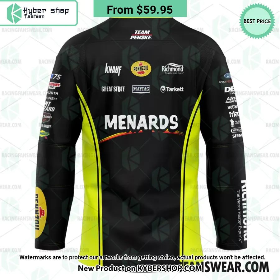 Ryan Blaney Nascar 2023 Menards Racing Hockey Jersey