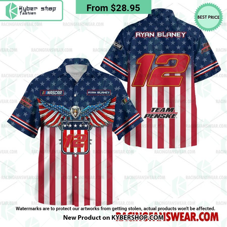 Ryan Blaney NASCAR Racing Eagle Independence Day Hawaiian Shirt