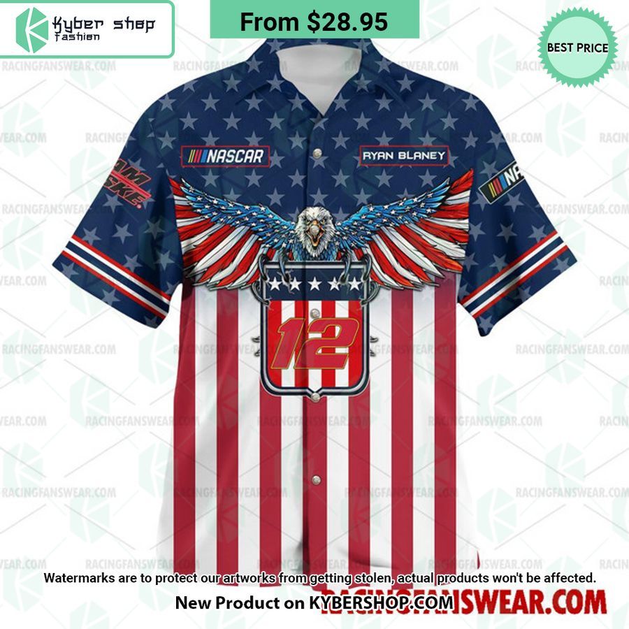 Ryan Blaney NASCAR Racing Eagle Independence Day Hawaiian Shirt