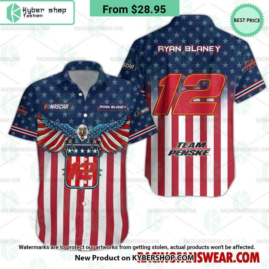 Ryan Blaney NASCAR Racing Eagle Independence Day Hawaiian Shirt
