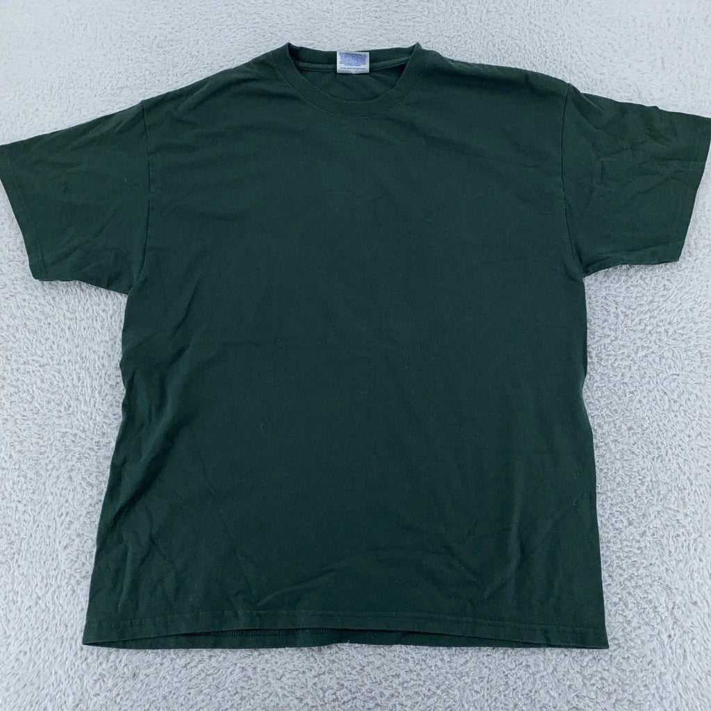 Vintage Blank Dark Green Hanes Heavyweight Shirt Mens Large Cotton Polyester Tee