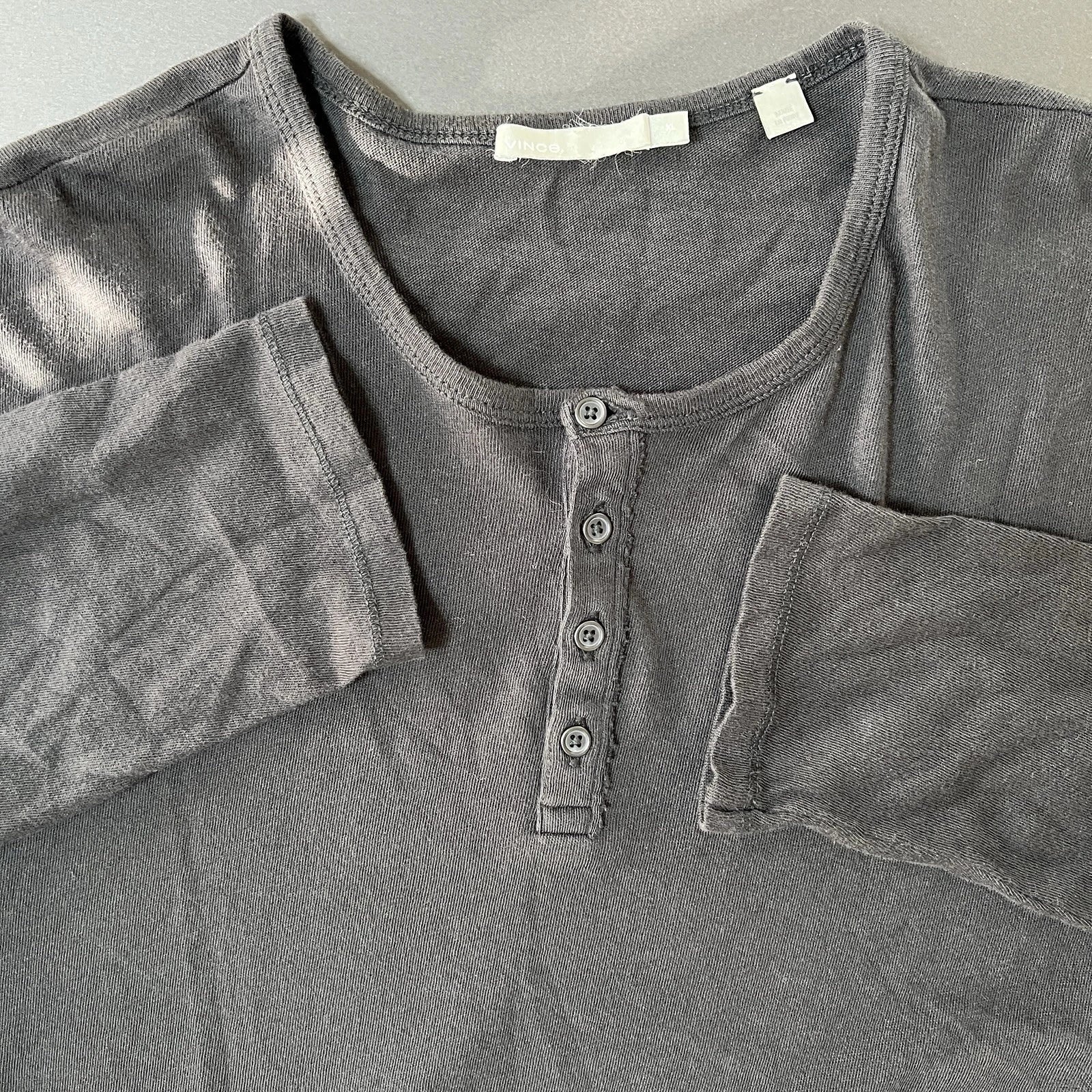 Vince Henley Long Sleeve Shirt Men’s XL Black Designer Minimalist Luxury Preppy