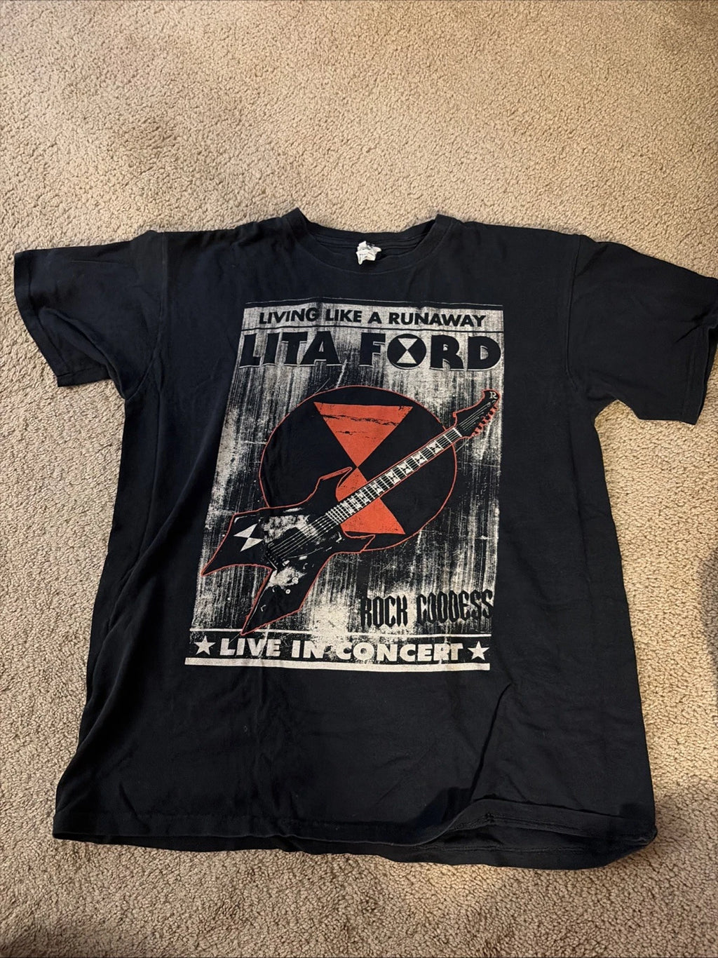Lita Ford Living Like A Runaway Tour T-Shirt Adult XL Black Double Sided 2012