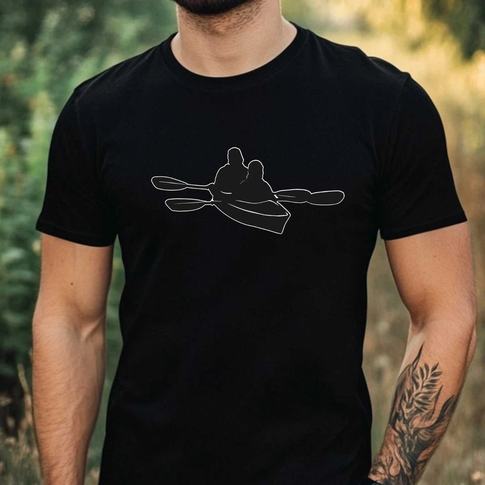 Mens Kayak Canoe Nature Motif Cotton T-Shirt Size XS to 5XL