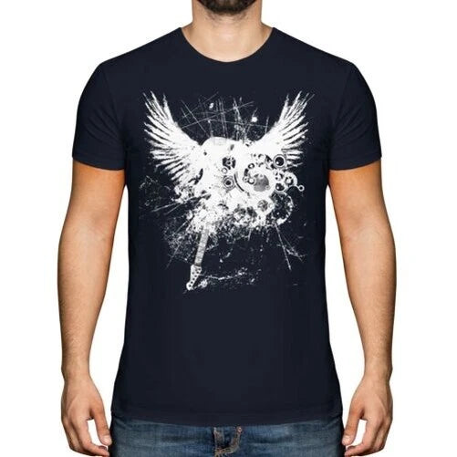 Grunge Electric Guitar Printed Fashion T-Shirt Tattoo Rock Guitarist