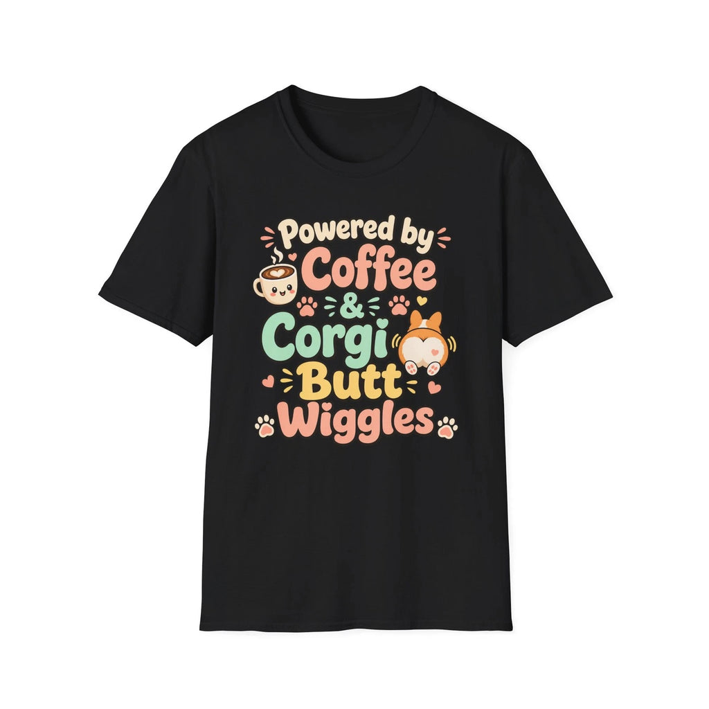 Corgi Mom T-Shirt Coffee And Corgi Butt Wiggles Cute Dog Lover Pet Tee Gift
