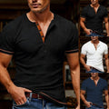 V Neck Tee Men Short Sleeve Casual Wear Lightweight Polyester 4% Spandex Blend