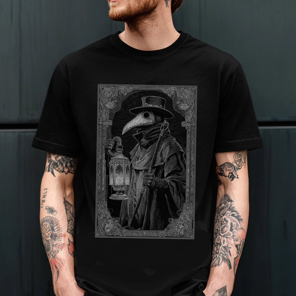 Plague Doctor Gothic T-Shirt Goth Steampunk Graphic Tee Alternative Grunge Shirt