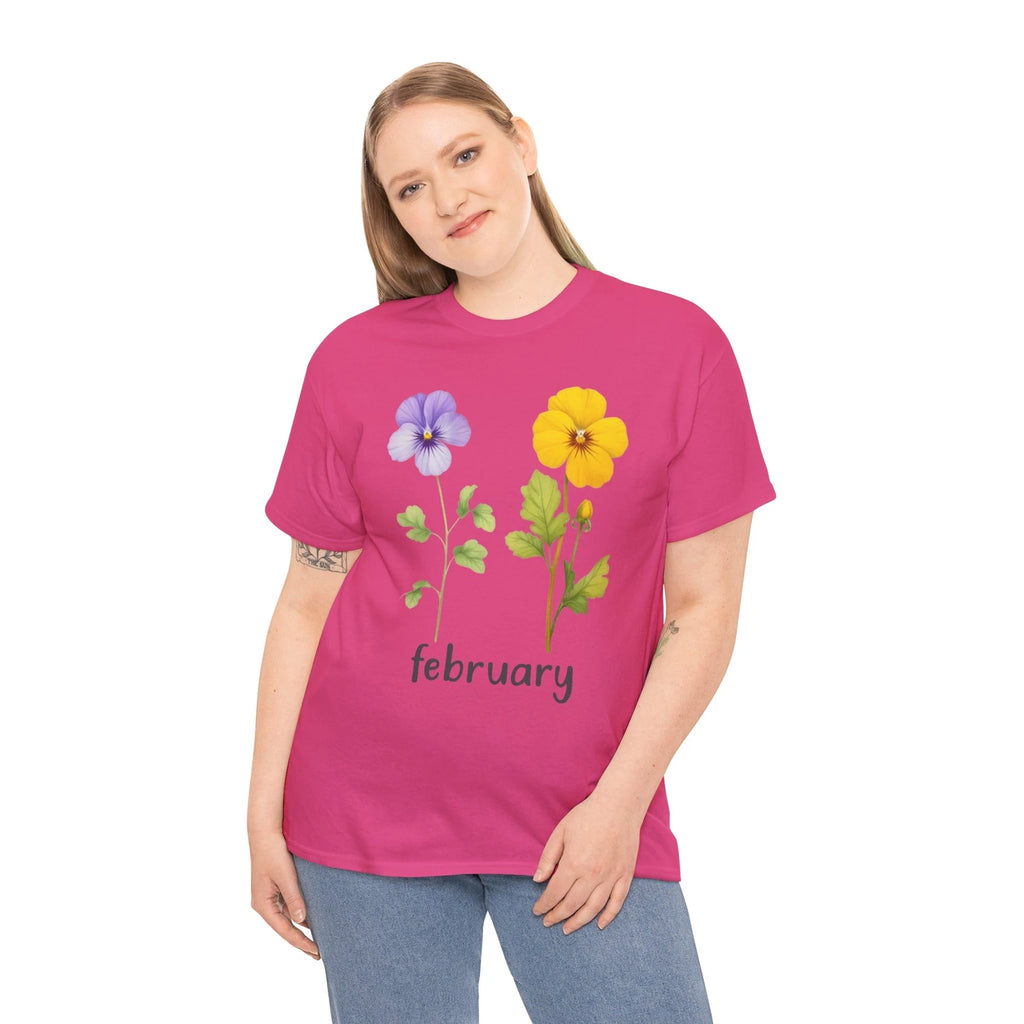 Floral February T-Shirt - Minimalist Flower Tee for Chic Outfits