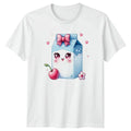 Cute Kawaii Milk Carton Cherry T-Shirt Milk Food Birthday Gift For Him And Her