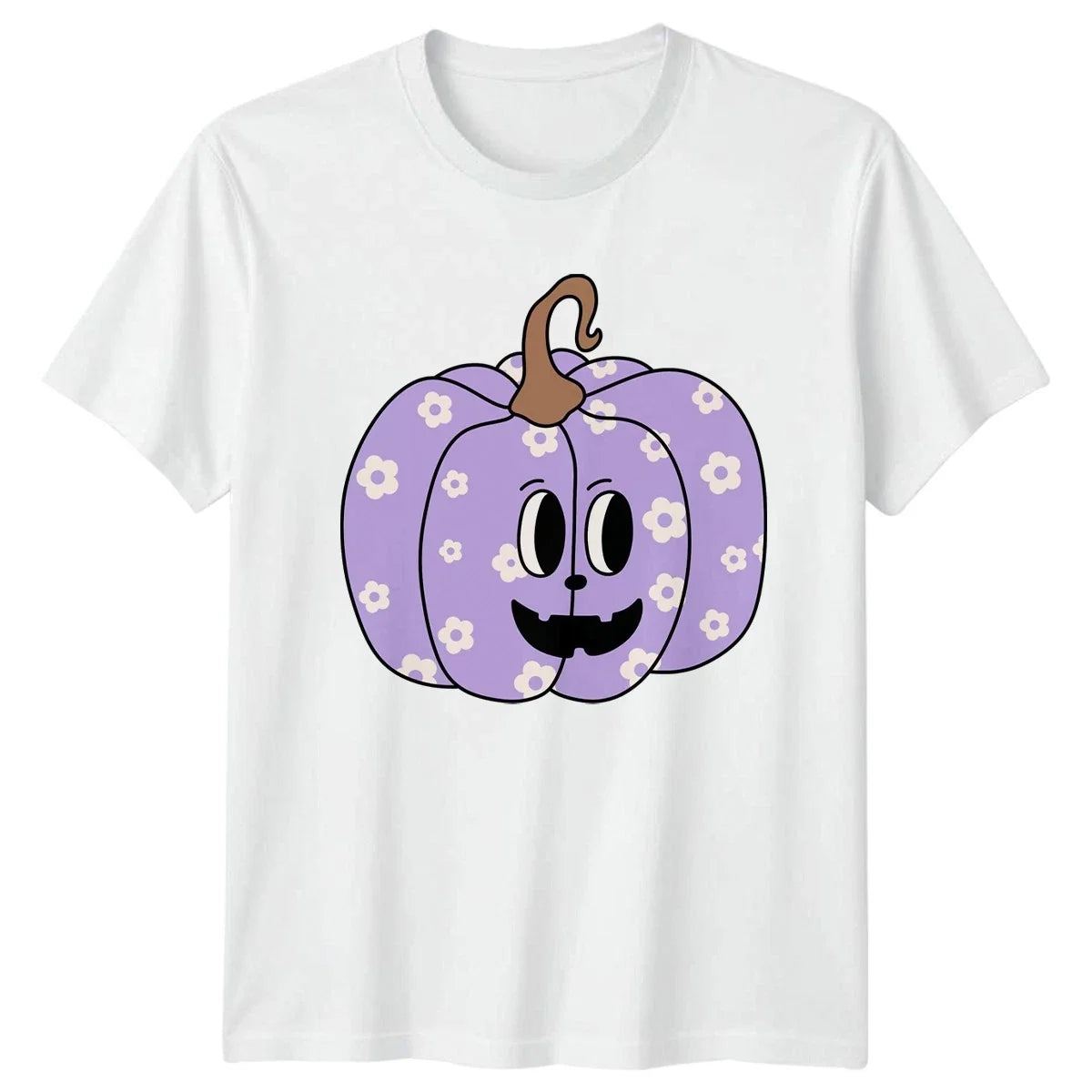 Purple Floral Pumpkin Womens T-Shirt Cute Halloween Gift For Her