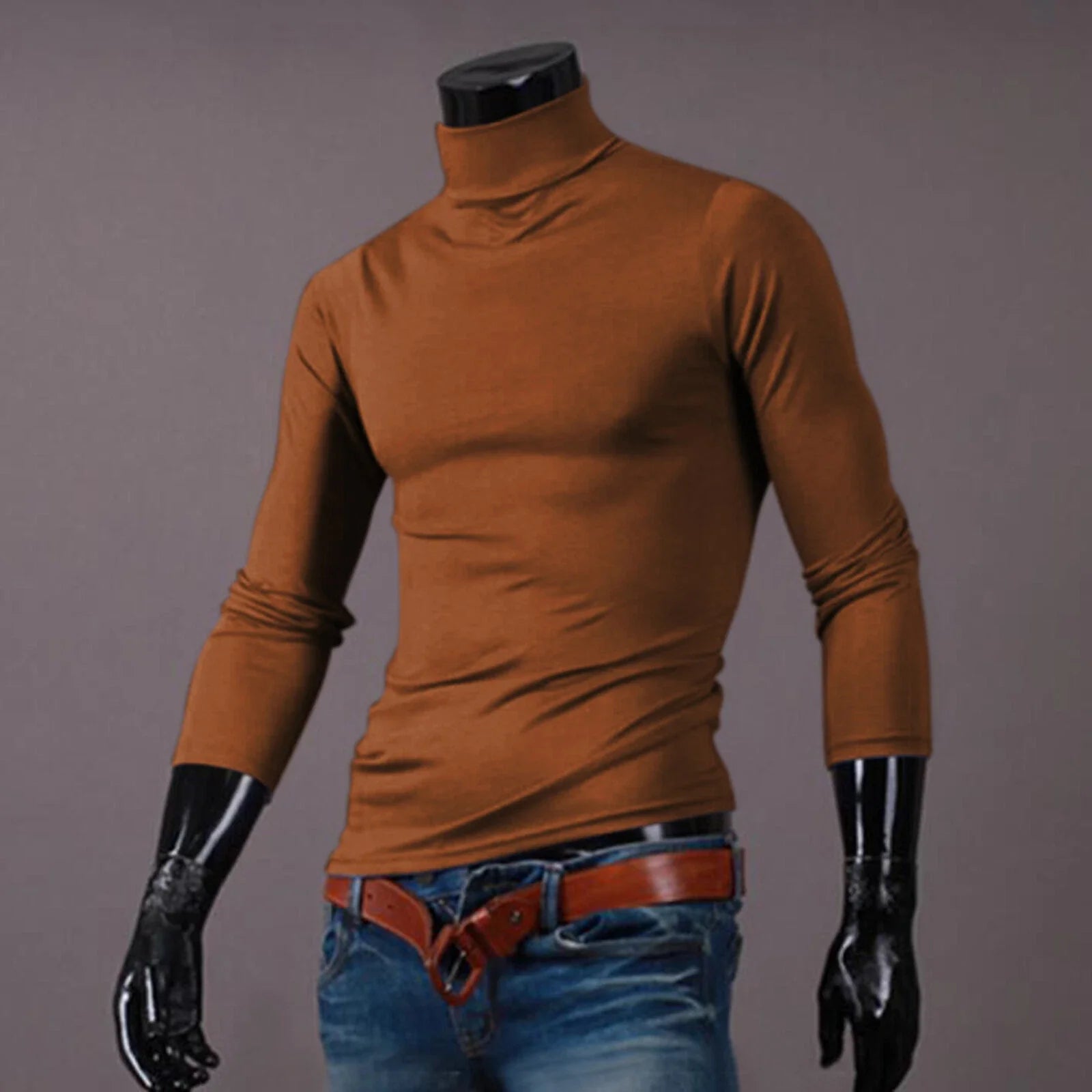 Mens Long Sleeve Mock Neck Base Layer Shirts Winter Thermal Tops AU