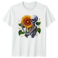 Skeleton Sunflower T-Shirt Gothic Floral Skull Art Gift For Him And Her