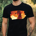 Mens Cowgirl on Fire Motif Cotton T-Shirt Size XS to 5XL