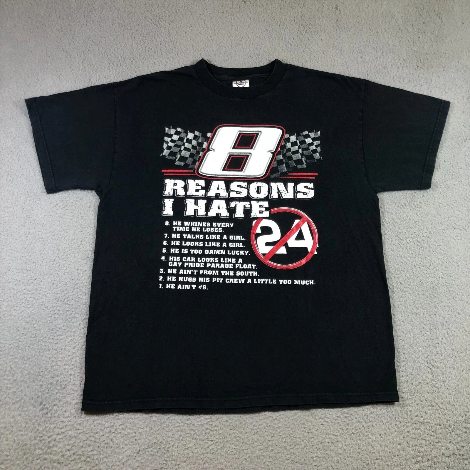 Nascar 8 Reasons I Hate 24 T shirt mens L Black y2k