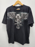 Sinister T-Shirt Mens 2XL Black Vintage Winged Skull Crossbones Y2K