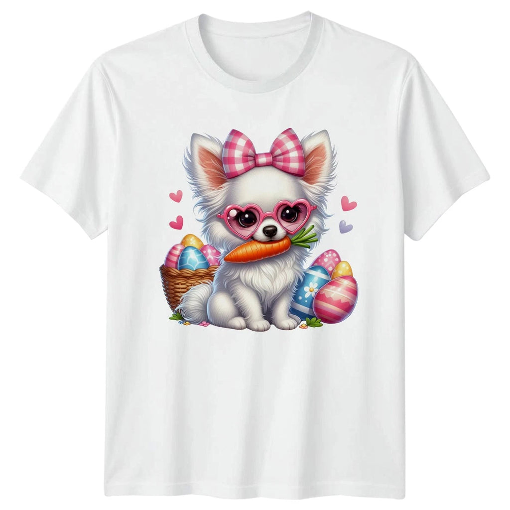 Cute Chihuahua Dog Wearing Heart Womens T-Shirt Puppy Easter Easter Gift For Her