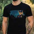 Mens Leopard Policeman Print Cotton T-Shirt Size XS to 5XL