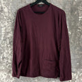 Vinci Pour L'Homme Size L Minimalist Pocket Casual T Shirt Burgundy Long Sleeve