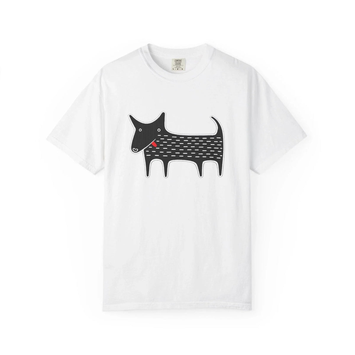Dog T-Shirt I Kawaii Black Folk Art Dog T-shirt | Minimalist Cartoon Pup Design