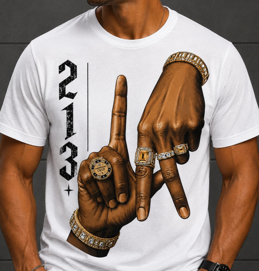 Streetwear Legend LA Rings White T-Shirt 213 Area Code Graphic Tee Men's
