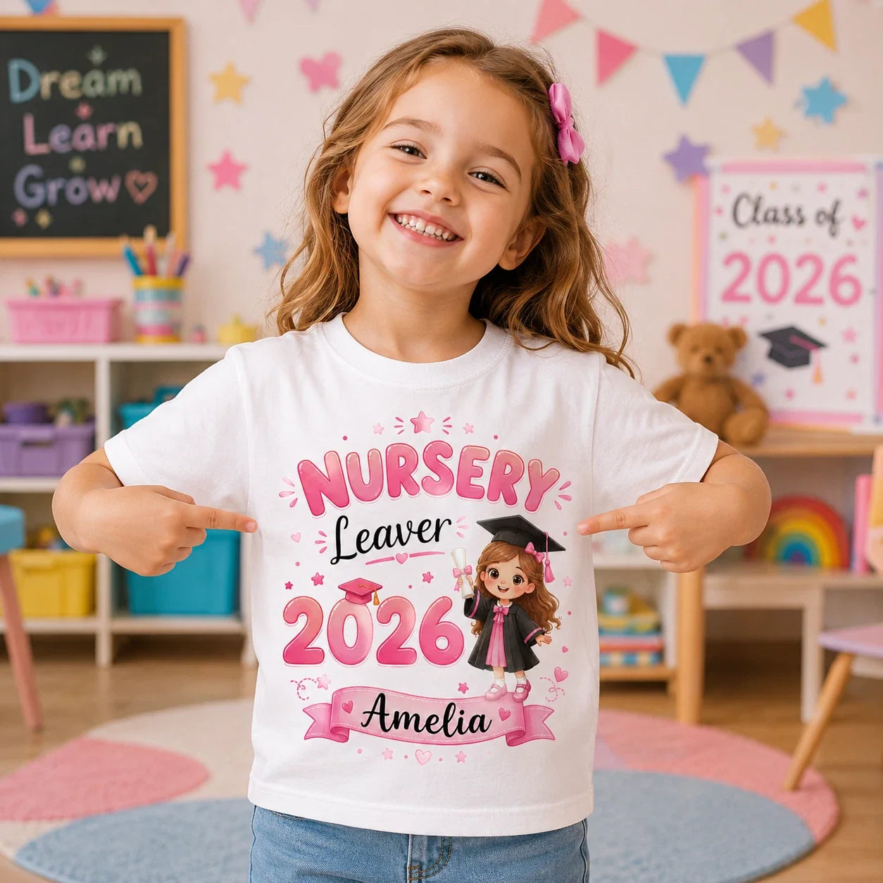 Personalised Nursery Leaver 2026 T Shirt, Graduation Gift for Kids