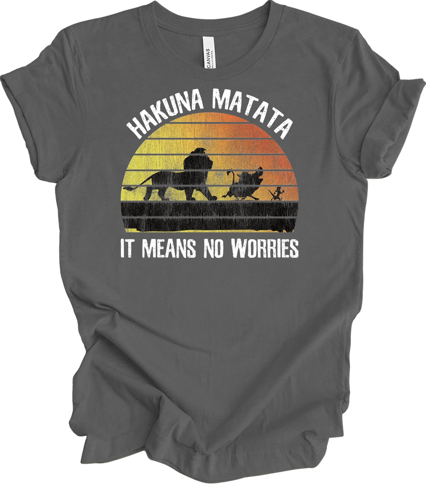 Lion King Hakuna Matata No Worries Retro Sunset Silhouette Graphic Tee Shirt