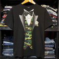 Y2K Camo Tuxedo Graphic T-Shirt Size L