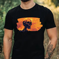 Mens Skeleton on Fire Motif Cotton T-Shirt Size XS to 5XL