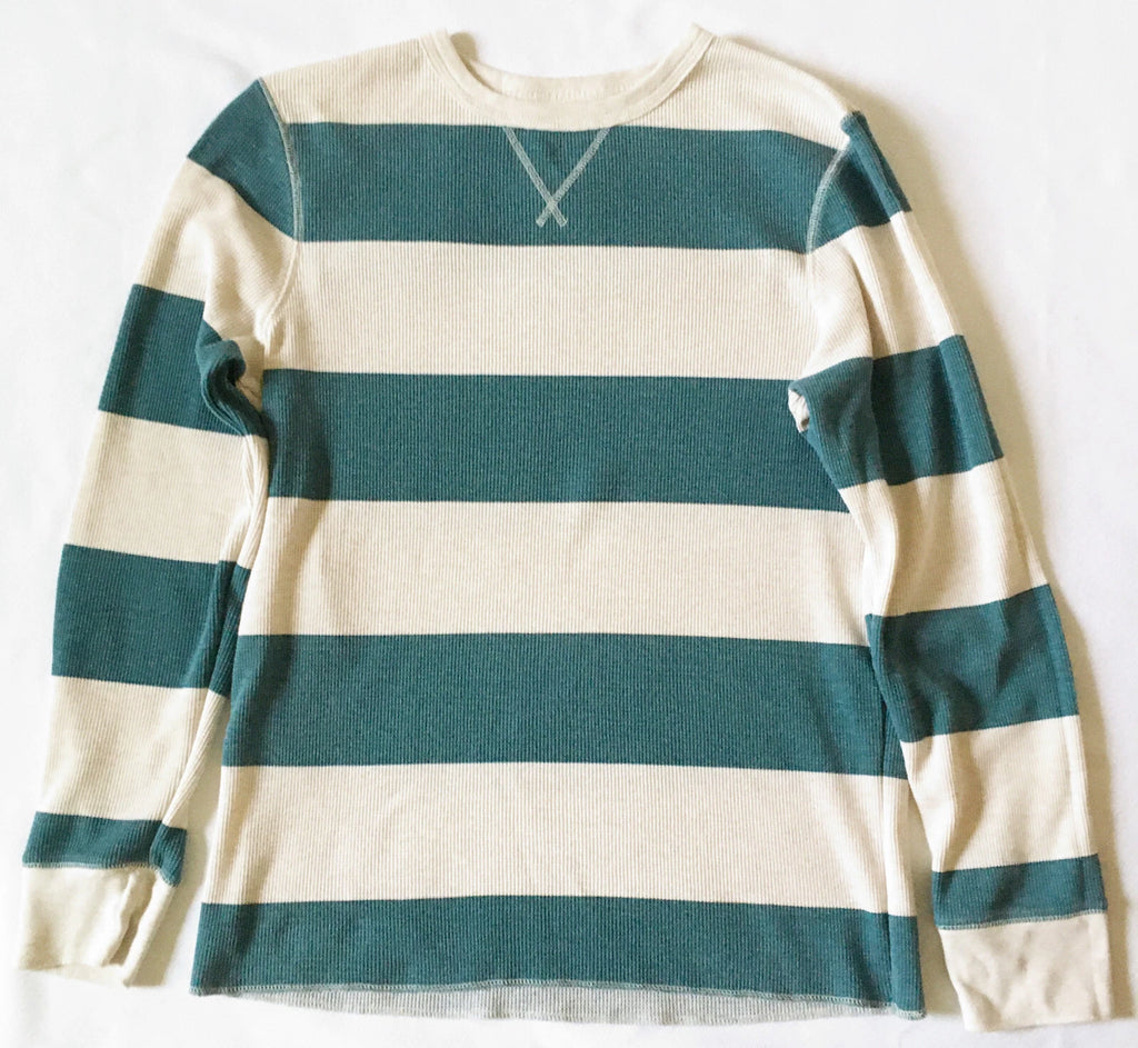 URBAN PIPELINE BLUE Ivory STRIPE LONG SLEEVE CREW NECK THERMAL SHIRT SZ L