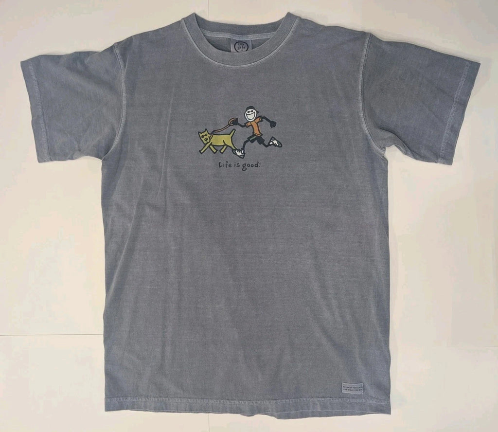 Vintage Life Is Good Jake & Rocket Beach Run T-shirt Crusher-LITE Cool Blue Med