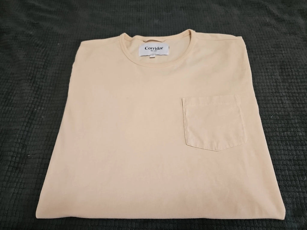 Corridor NYC NEW Antique White Garment Dyed Pocket TShirt SZ S
