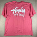 Stussy New York Shirt Mens XXL Pink Streetwear Skateboard Surf Big Logo Tee