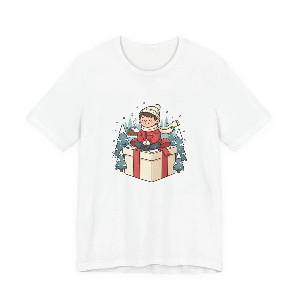 cozy kid in oversized winter coat T-Shirt | whimsical winter illustration