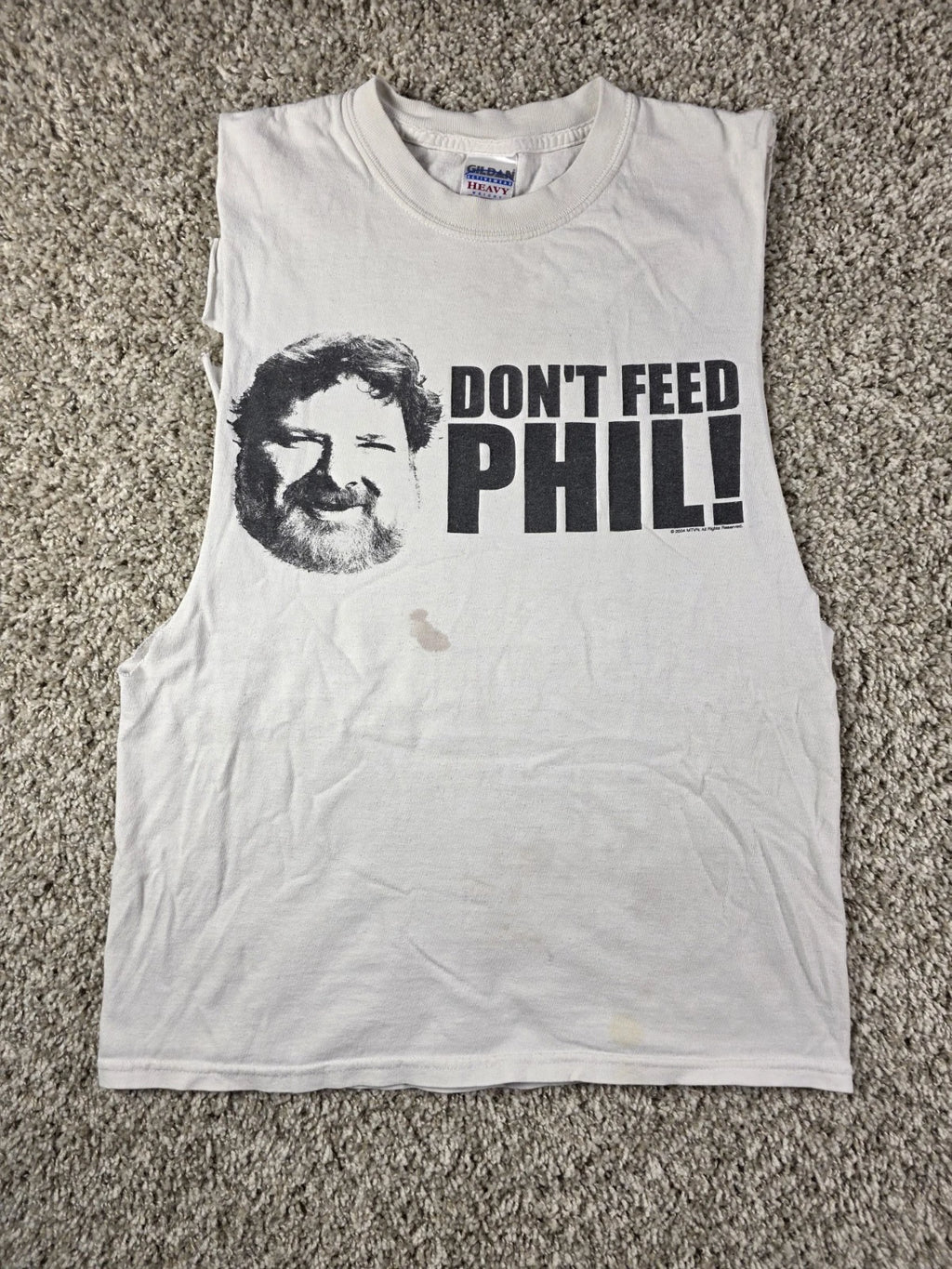 Vintage Viva La Bam Don't Feed Phil White Graphic Cutoff T-Shirt Size Small
