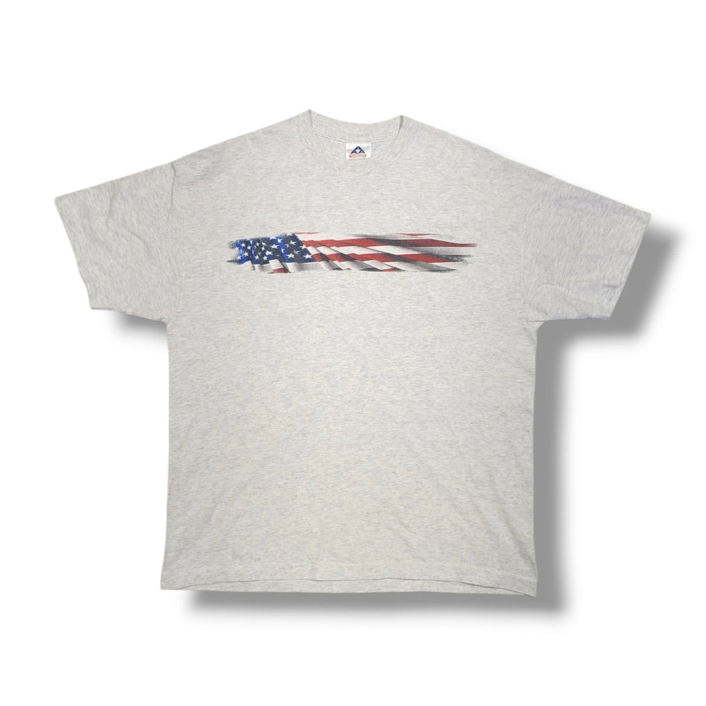 Vintage Alstyle Apparel Activewear American Flag Gray Heathered T-Shirt Men's XL