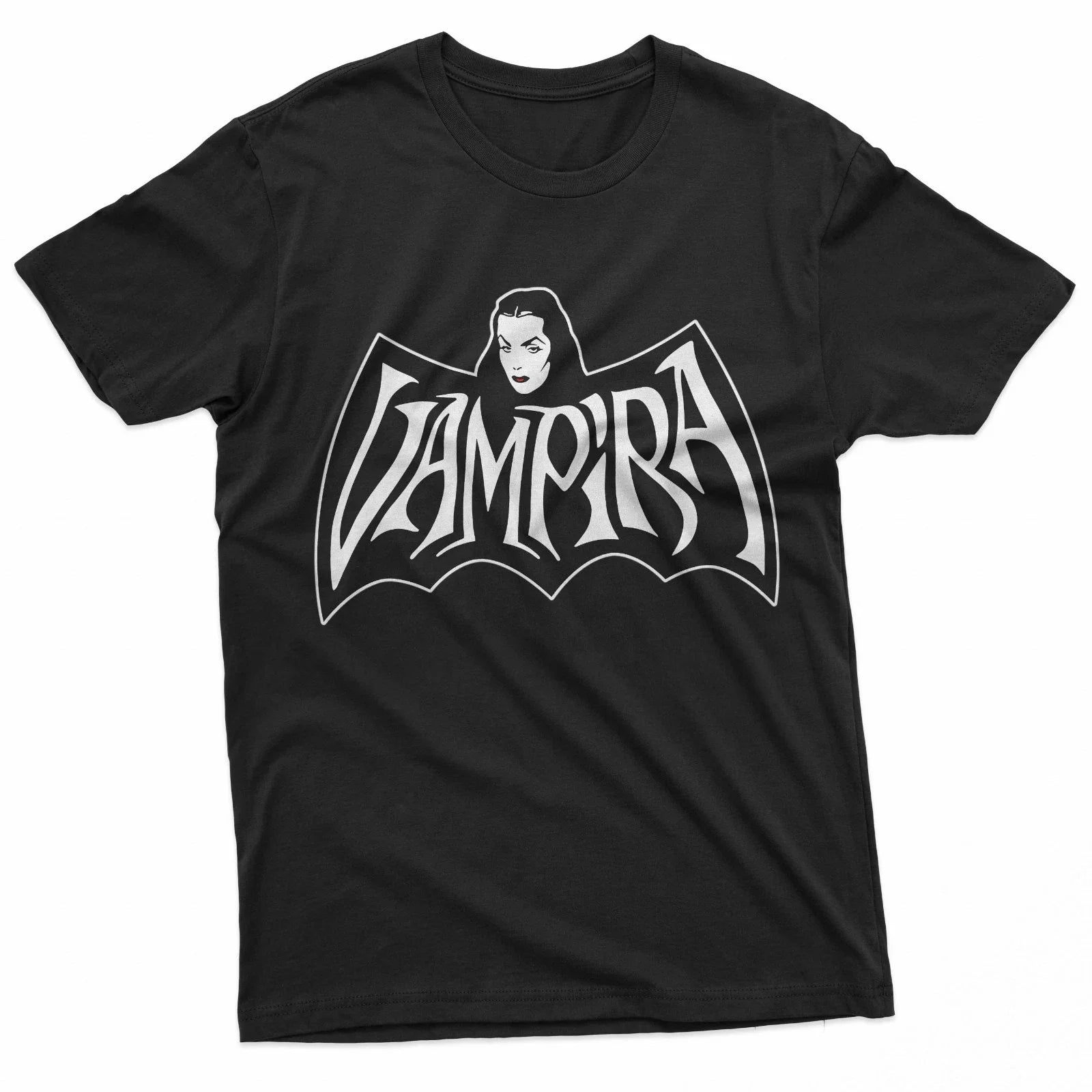 Gothic Bat Wing Crest Lady Retro Horror Art T-Shirt