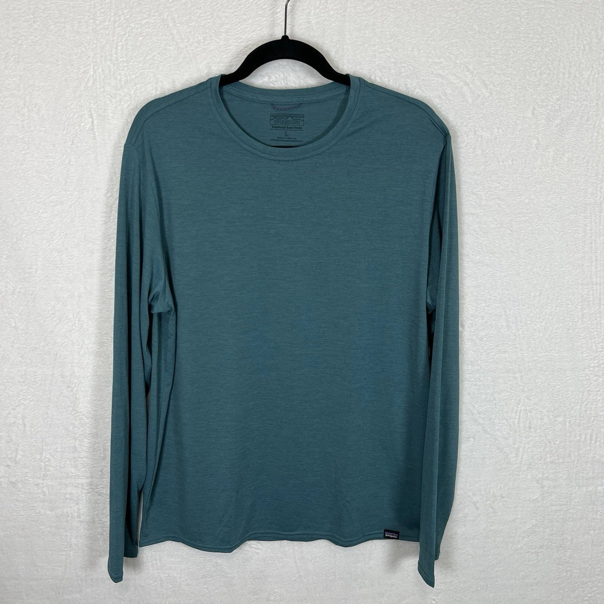 PATAGONIA Capilene Cool Daily Shirt Mens L Teal Green Long Sleeve UPF 50+