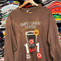 Y2K circle K coffee promo employee long sleeve t shirt brown