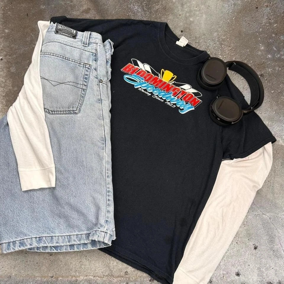 y2k car racing tee grunge racing racetrack summertime y2k school size XL