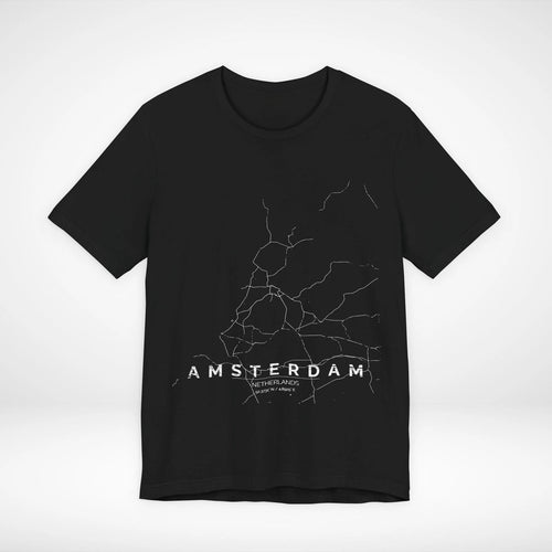 Amsterdam Netherlands Train Map T-Shirt Minimalist Rail Graphic Tee Streetwear