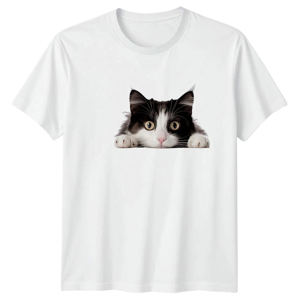 Peeking Black And White Cat T-Shirt Tuxedo Cat Birthday Gift For Him And Her