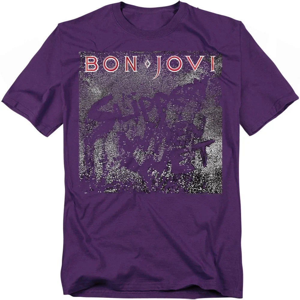 Bon Jovi Slippery Cover T-Shirt S-4XL, Purple