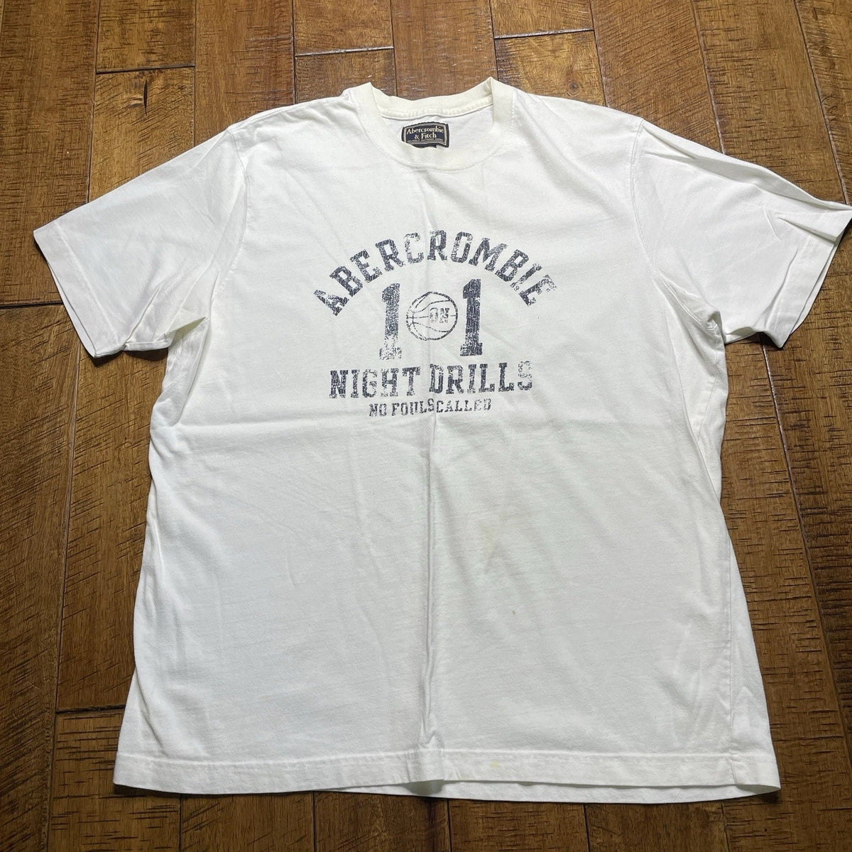 Y2K Abercrombie & Fitch T Shirt Mens XL White Basketball  No Fouls Called Muscle