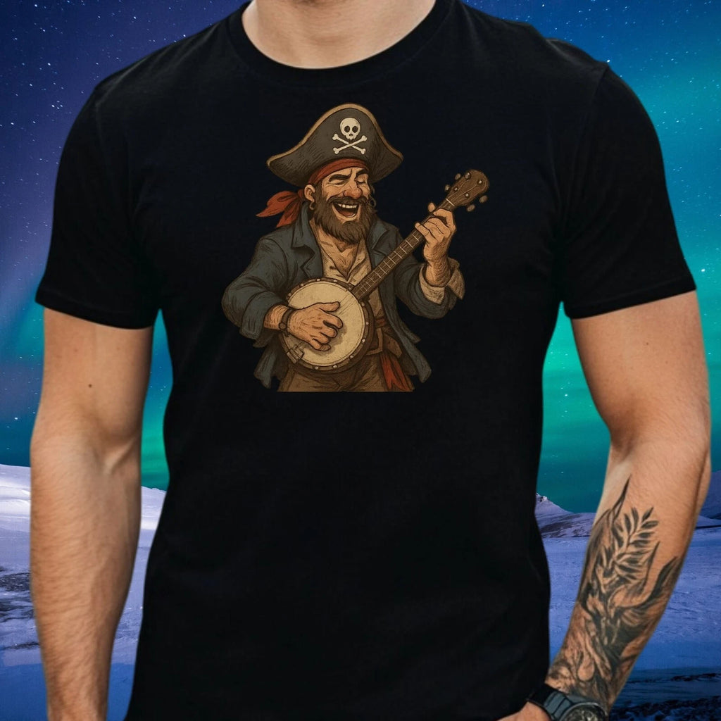 Men's Pirate Plays Banjo Theme Cotton T-Shirt Size XS to 5XL