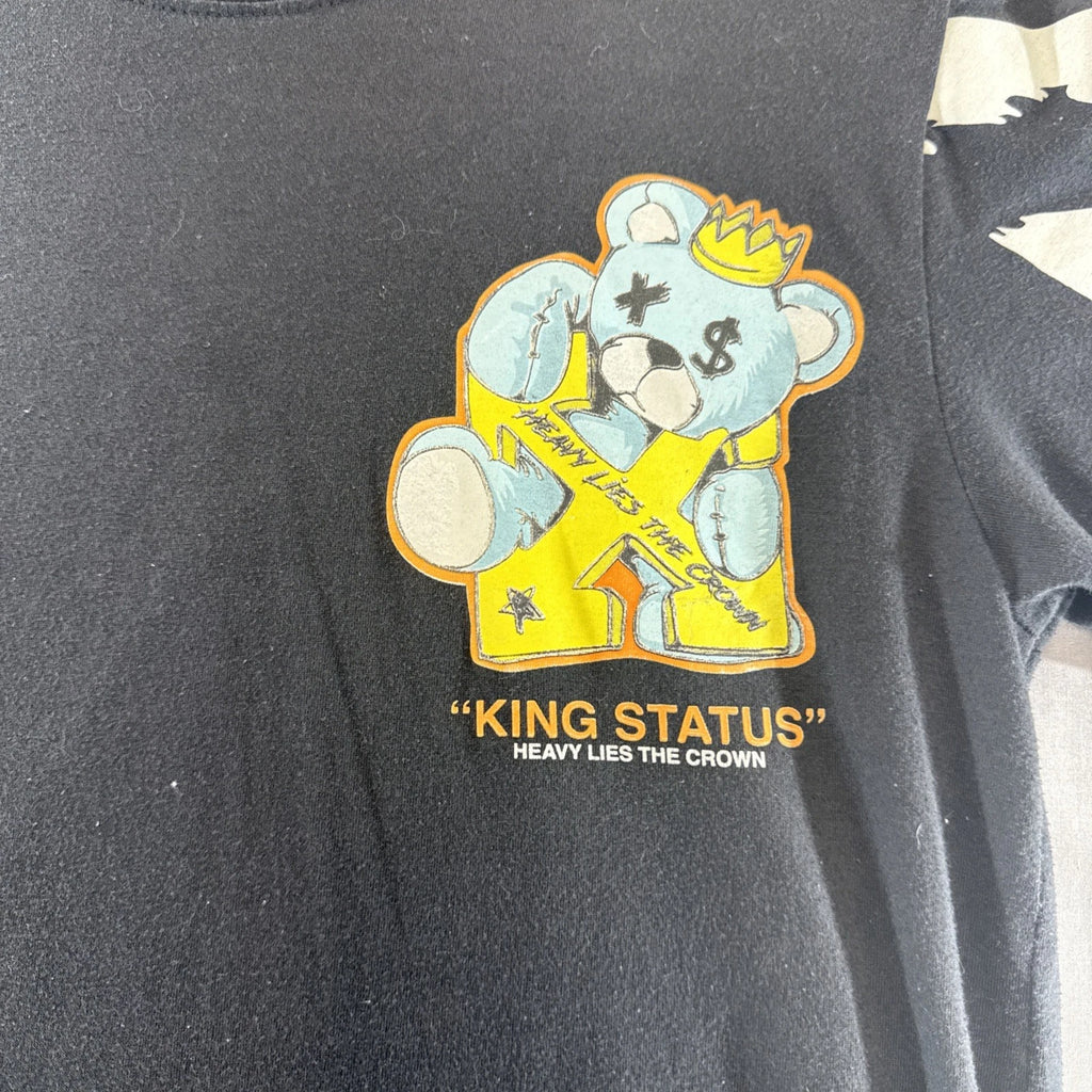 Men's Small Black GSTR Short Sleeve Casual Street Wear King Status Bear Shirt