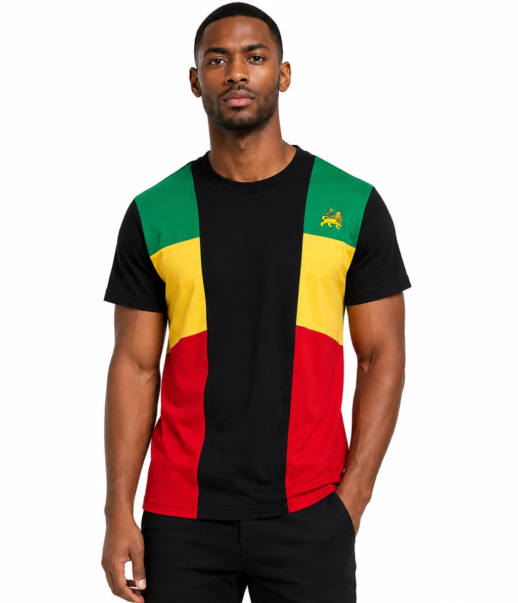 Rastafarian Colors Graphic T-Shirt Mens Rastafari Rasta Lion Of Judah Top Casual