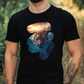 Mens Tiger Swimming In The Sea Motif Cotton T-Shirt Size XS to 5XL